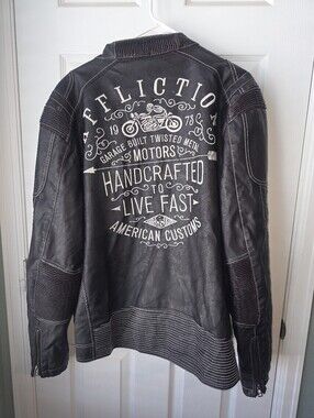 Affliction Black Premium LE Tough As Nails Faux Leather Bikers Jacket SZXL